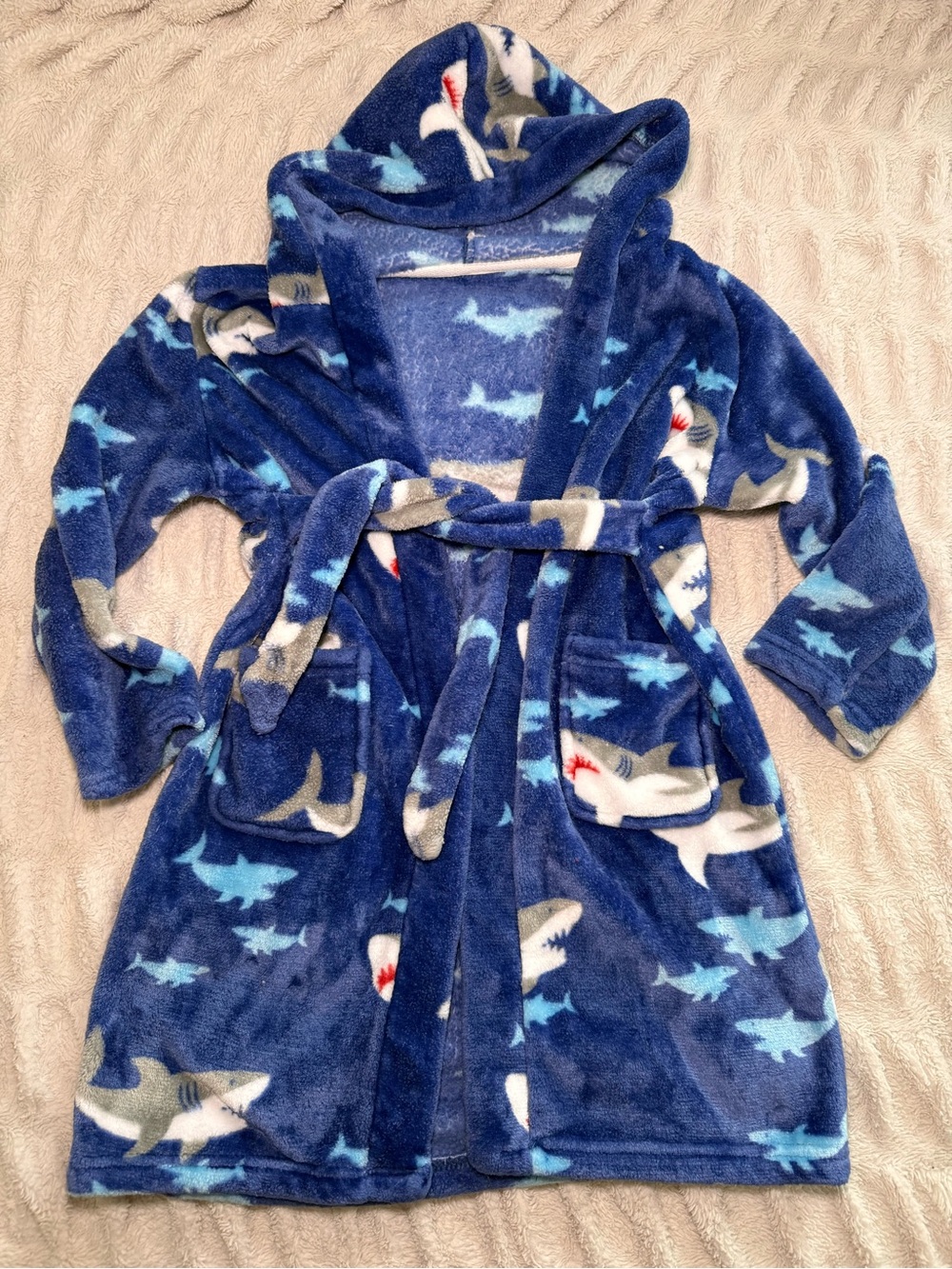 Kids Blue Shark Plush Robe